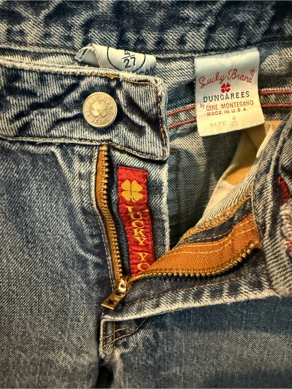 Vintage Lucky Brand Dungarees Denim Jeans No Stretch - Picture 4 of 6